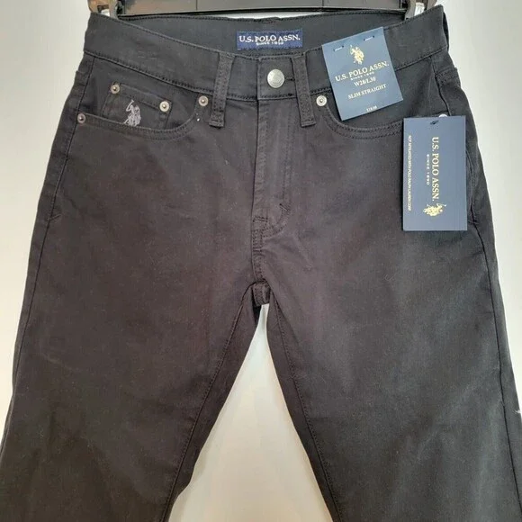 U.S. Polo Assn Jeans Men’s W28/L30 Black Slim Straight Stretch Twill Pants
